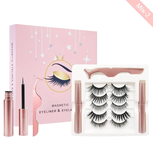 Magnetic Eyelashes with Eyeliner Kit 5 Pairs Magnetic Eyelashes with 2 - Sally Makeup Accessories