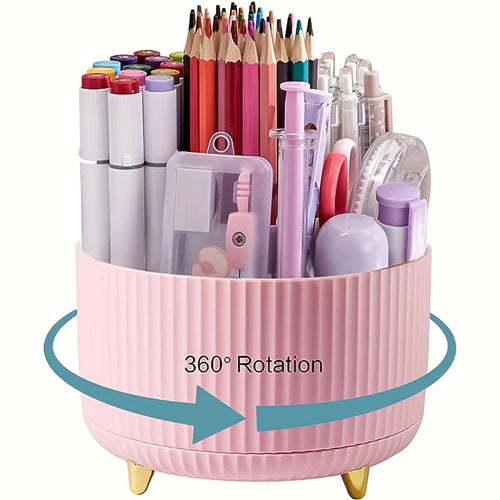 A desktop pen holder, pencil holder, 5 slots, 360° rotating desktop - Sally Makeup Accessories