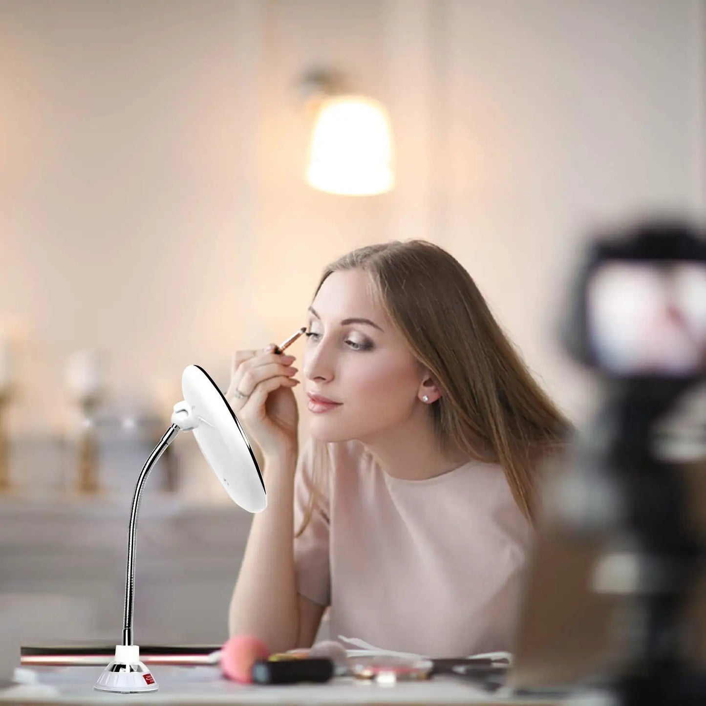 Flexible Gooseneck 10x Magnifying LED Lighted Makeup Mirror Vanity - Sally Makeup Accessories