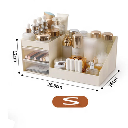 Cosmetic Display Case Desk Storage Box with Clear Drawers Large - Sally Makeup Accessories