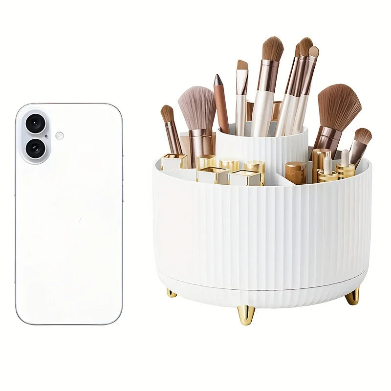 A desktop pen holder, pencil holder, 5 slots, 360° rotating desktop - Sally Makeup Accessories