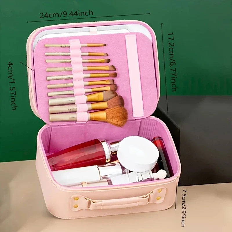1pc Smart LED Cosmetic Case With Mirror Travel Makeup Bag Large - Sally Makeup Accessories