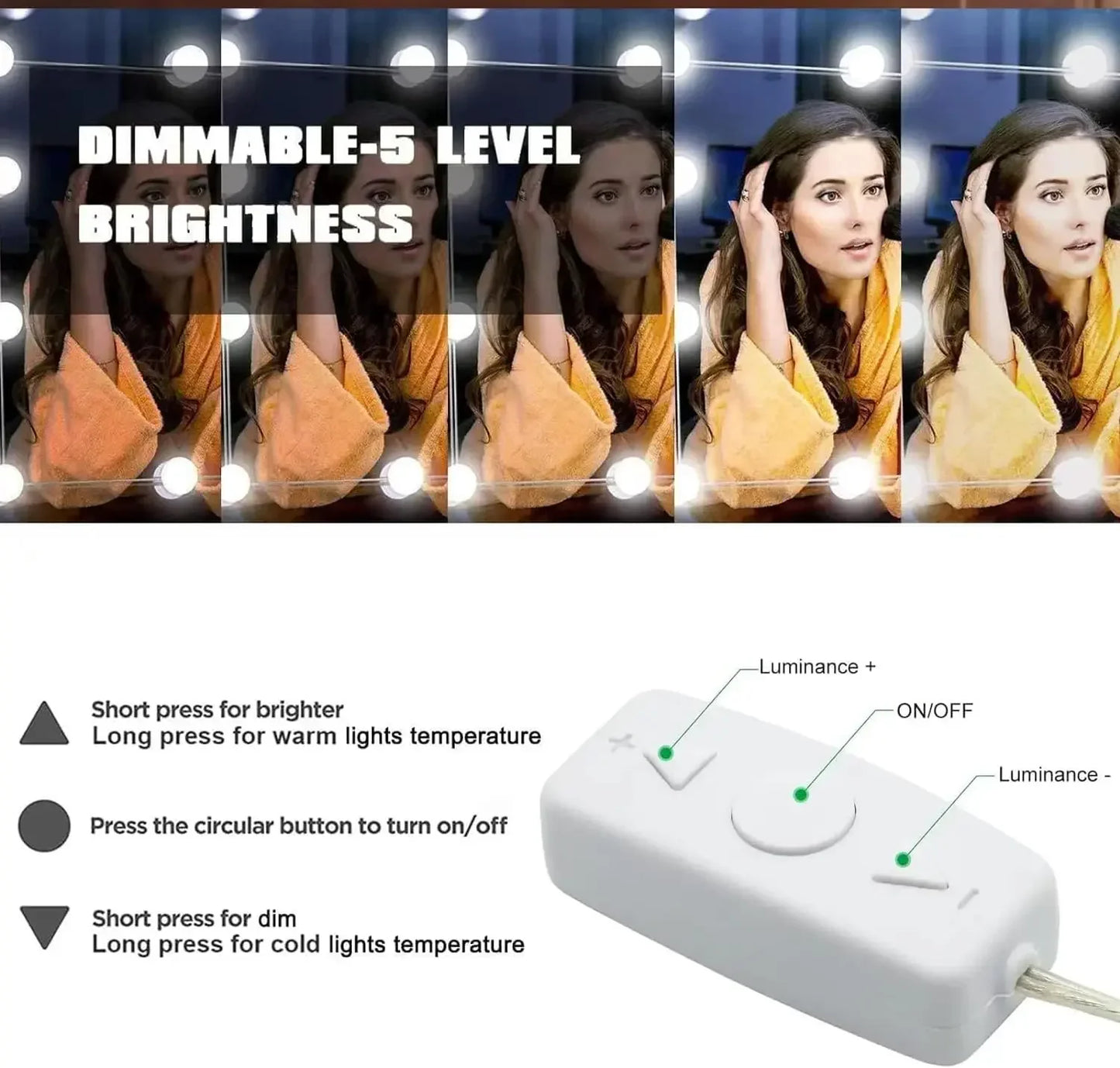 10 LED Detachable Bulbs Professional Makeup Mirror Lamp USB Power - Sally Makeup Accessories