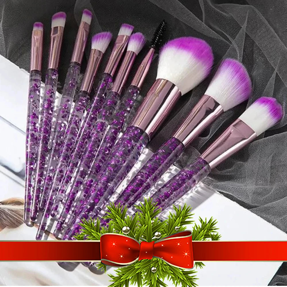 Christmas gifts 10PCS Makeup Brush Set Professional Super soft detail - Sally Makeup Accessories
