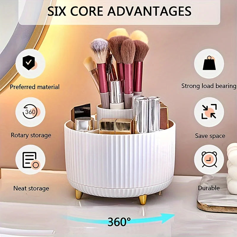 A desktop pen holder, pencil holder, 5 slots, 360° rotating desktop - Sally Makeup Accessories