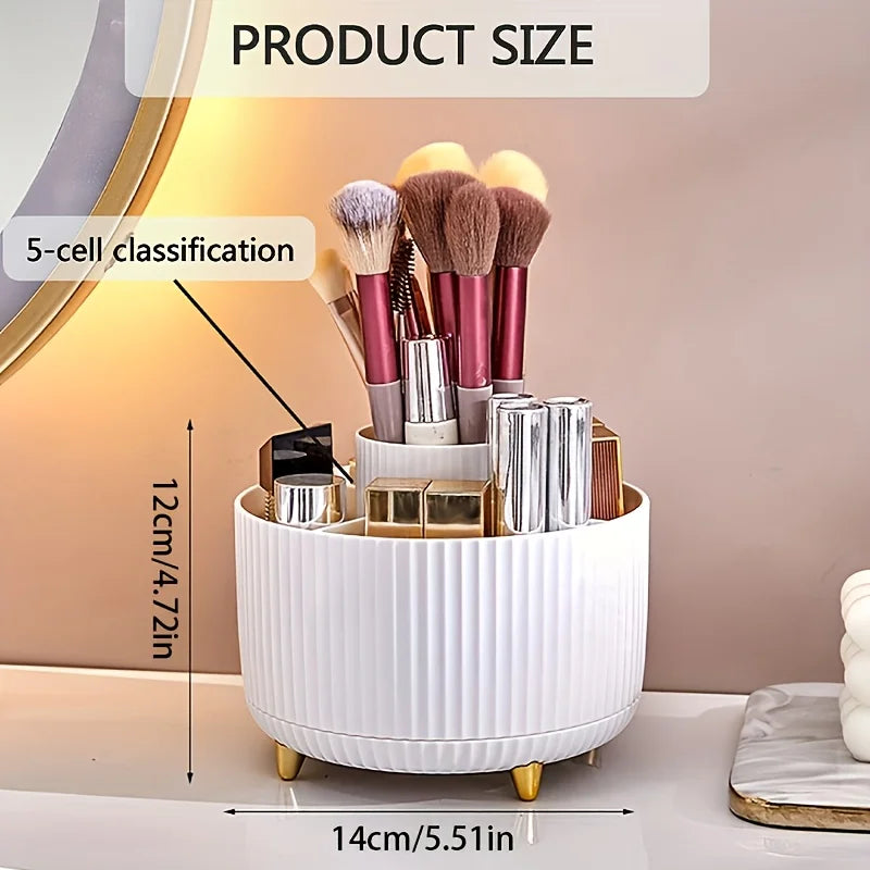 A desktop pen holder, pencil holder, 5 slots, 360° rotating desktop - Sally Makeup Accessories
