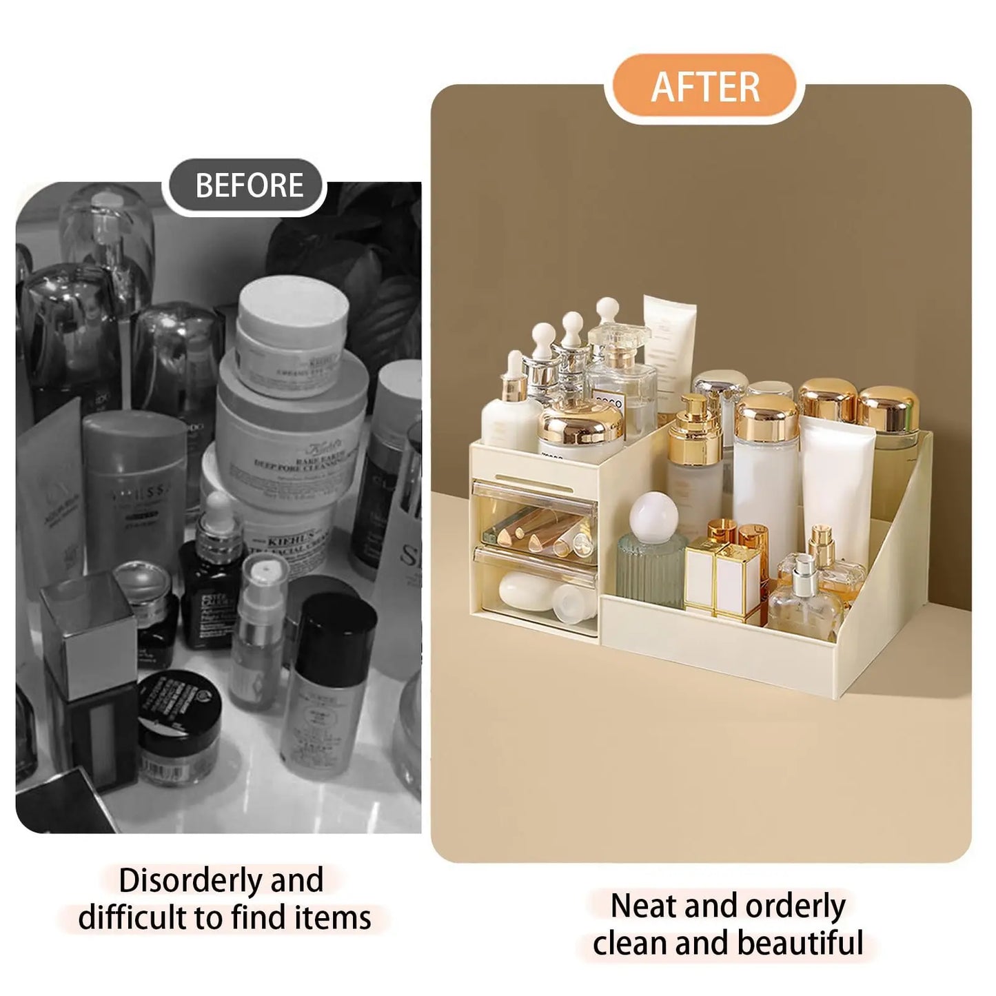 Cosmetic Display Case Desk Storage Box with Clear Drawers Large - Sally Makeup Accessories