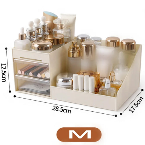 Cosmetic Display Case Desk Storage Box with Clear Drawers Large - Sally Makeup Accessories