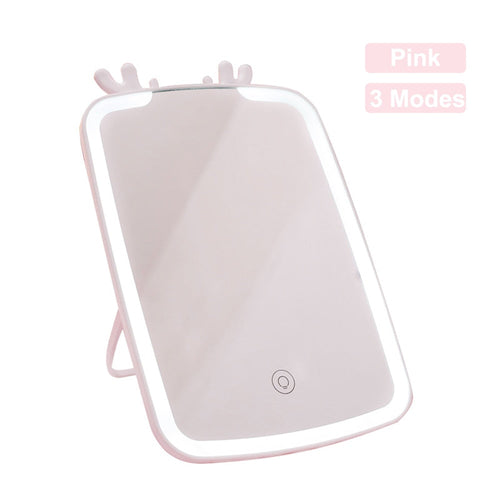 LED Makeup Mirror Touch Screen Vanity Mirrors USB Charging Cosmetic - Sally Makeup Accessories