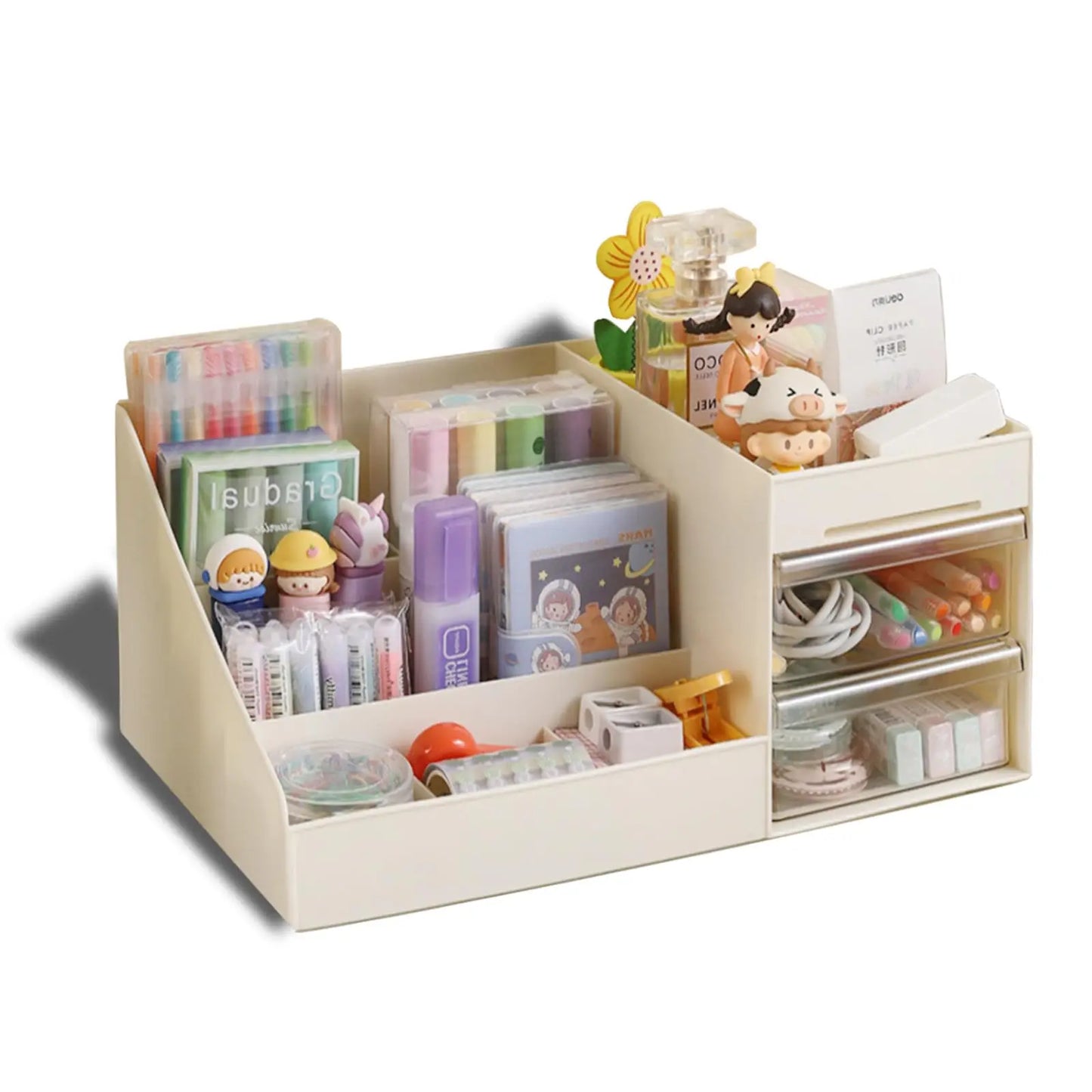 Cosmetic Display Case Desk Storage Box with Clear Drawers Large - Sally Makeup Accessories