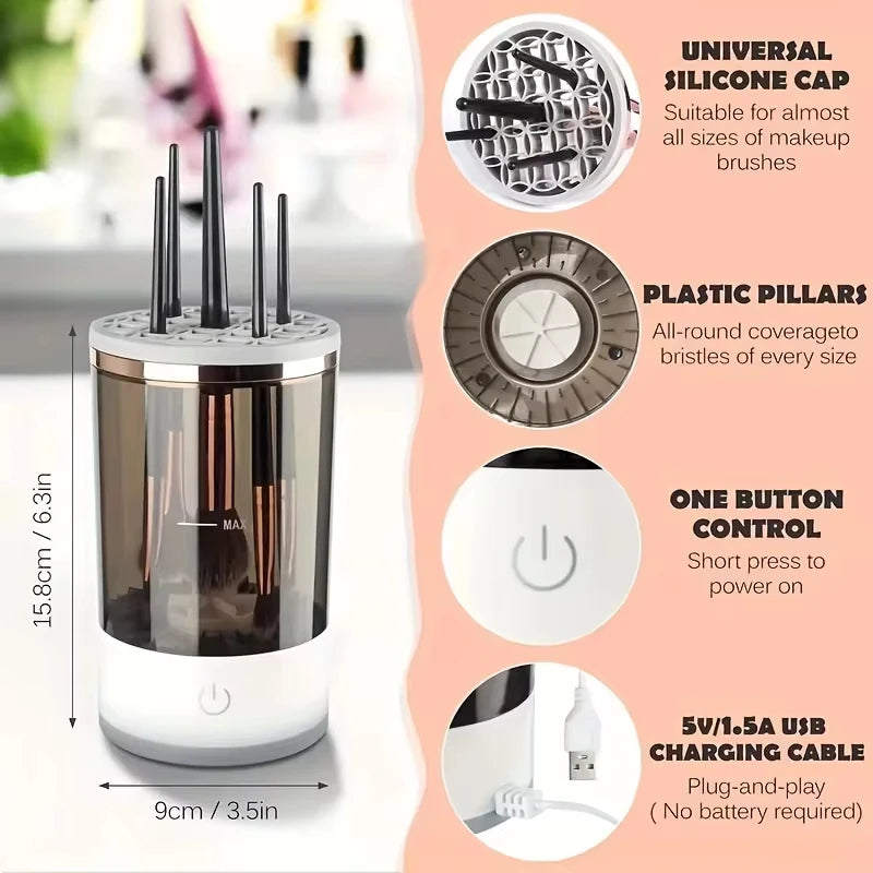 3 In 1 Electric Makeup Brush Cleaner USB Plug Portable Eyeshadow - Sally Makeup Accessories