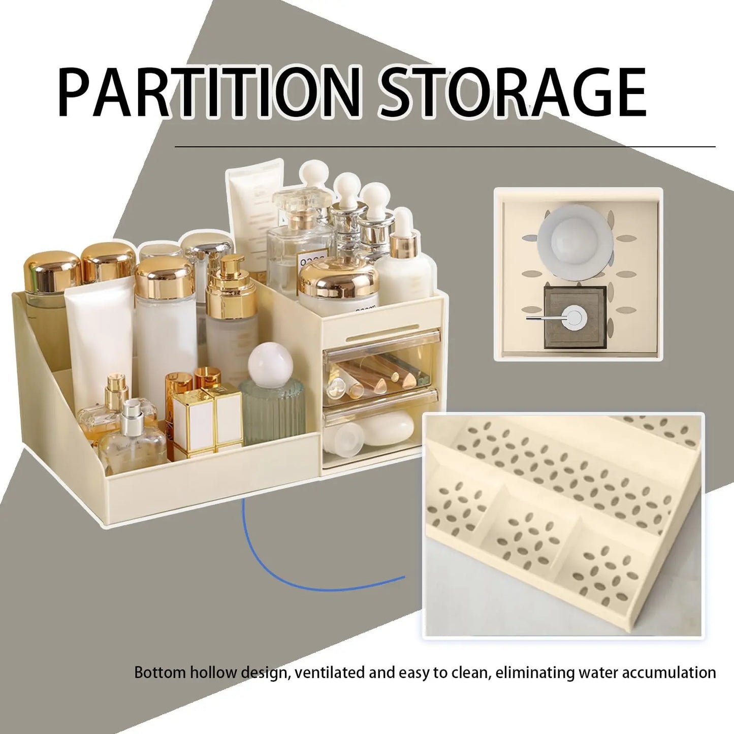 Cosmetic Display Case Desk Storage Box with Clear Drawers Large - Sally Makeup Accessories