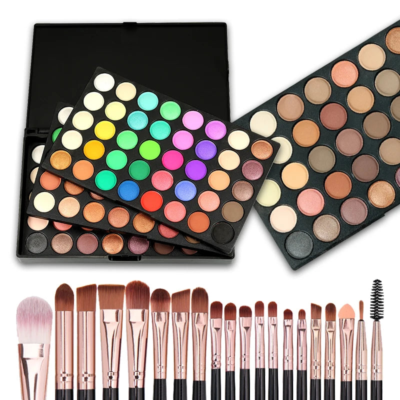 120 Colors Matte Shimmer Eyeshadow Palette Natural Waterproof Lasting - Sally Makeup Accessories