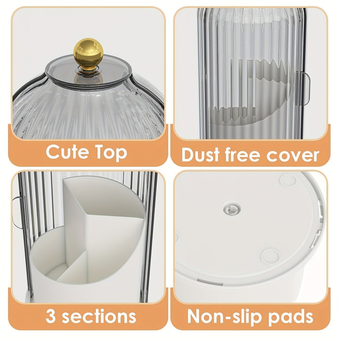 360 Rotating Makeup Organizer with Clear Cover - Sally Makeup Accessories
