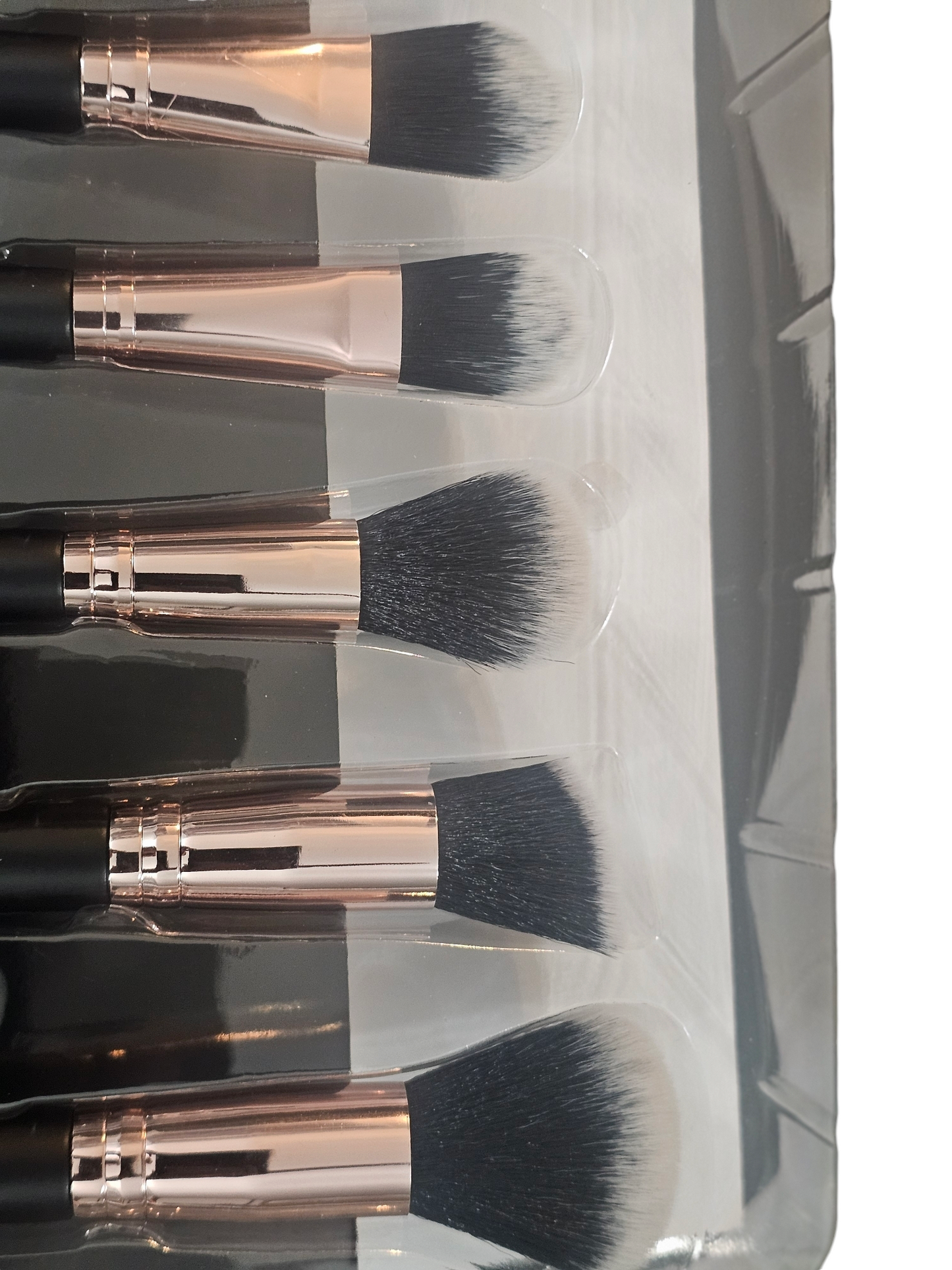 10-Pack Black Handle and Rose Gold Makeup Applicator Brush Beauty Set - Sally Makeup Accessories