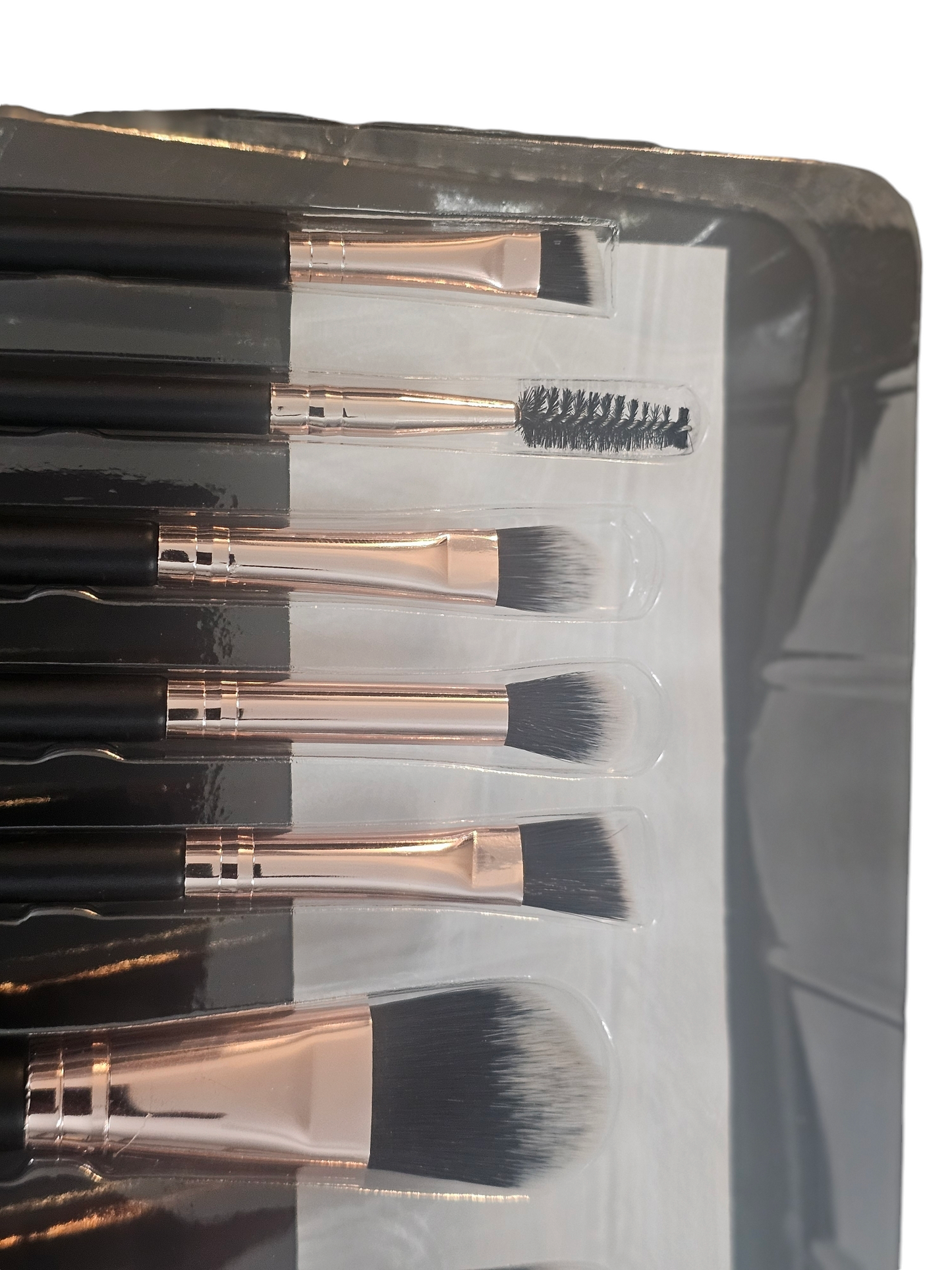 10-Pack Black Handle and Rose Gold Makeup Applicator Brush Beauty Set - Sally Makeup Accessories