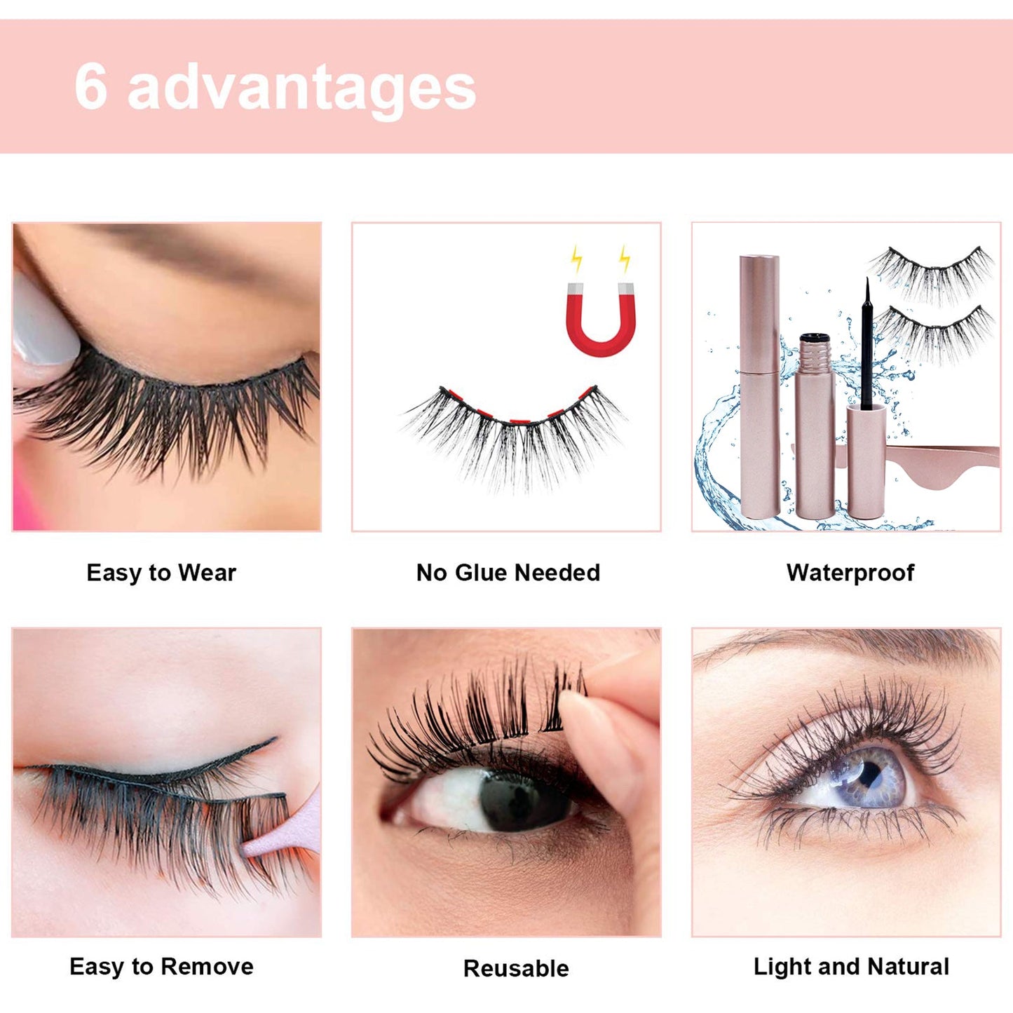 10 Piece Mixed 3D Multi-layer Magnetic False Eyelashes Set with - Sally Makeup Accessories