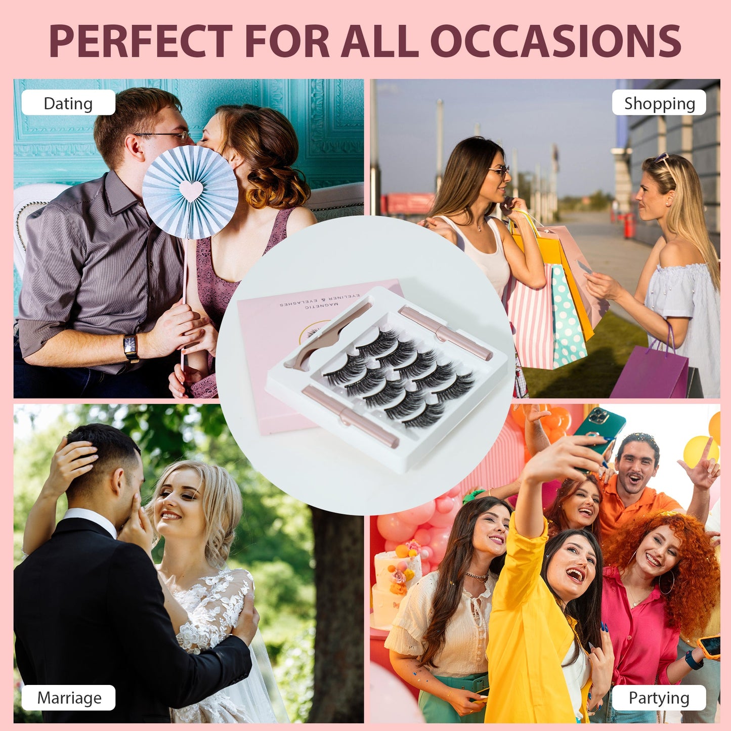 Magnetic Eyelashes with Eyeliner Kit 5 Pairs Magnetic Eyelashes with 2 - Sally Makeup Accessories 