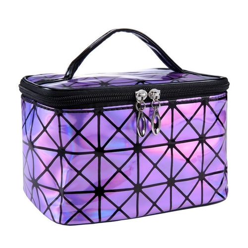 3D Holographic Cosmetic Bag | Iridescent Travel Makeup Organizer - Sally Makeup Accessories 