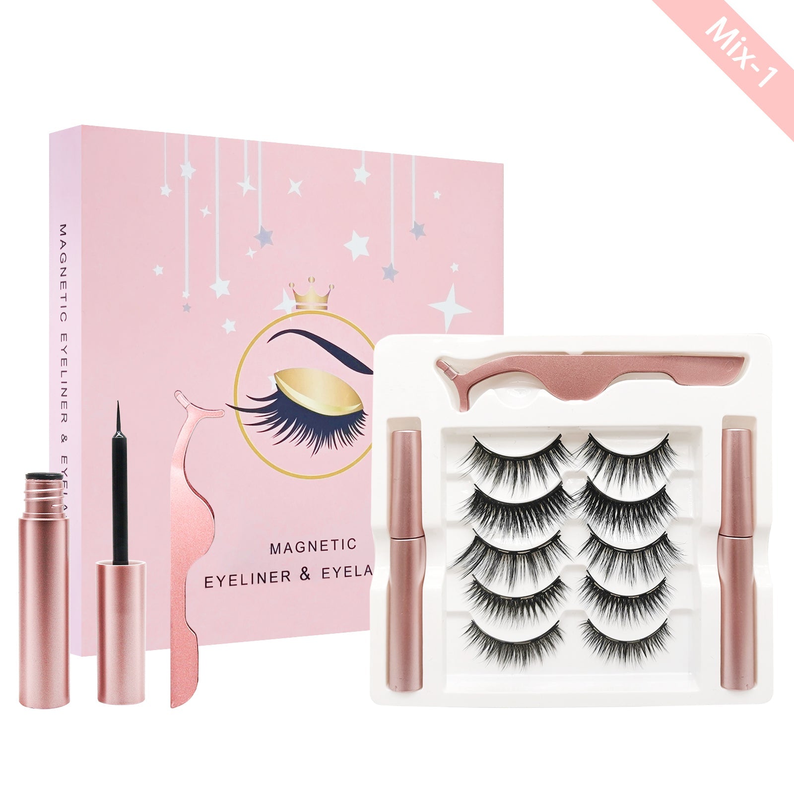 Magnetic Eyelashes with Eyeliner Kit 5 Pairs Magnetic Eyelashes with 2 - Sally Makeup Accessories 