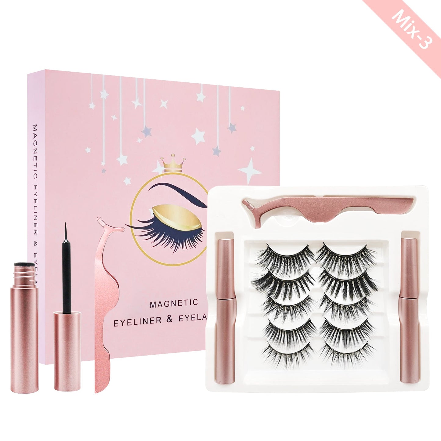 Magnetic Eyelashes with Eyeliner Kit 5 Pairs Magnetic Eyelashes with 2 - Sally Makeup Accessories 