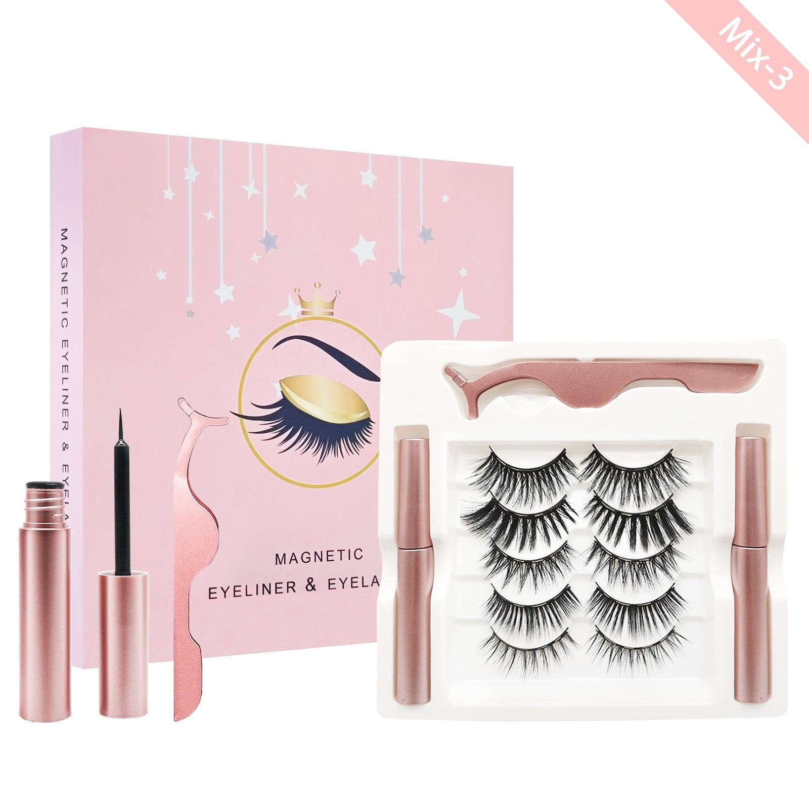 Magnetic Eyelashes with Eyeliner Kit 5 Pairs Magnetic Eyelashes with 2 - Sally Makeup Accessories 