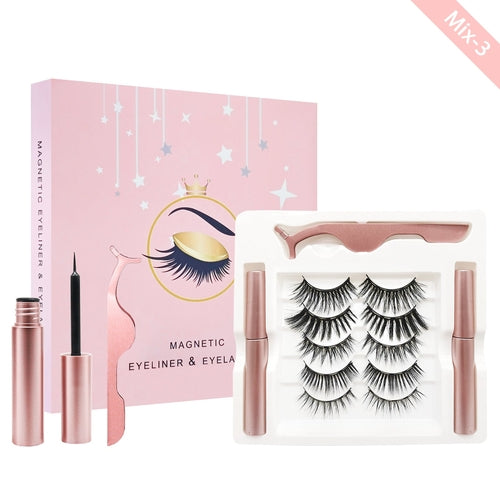 Magnetic Eyelashes with Eyeliner Kit 5 Pairs Magnetic Eyelashes with 2 - Sally Makeup Accessories 