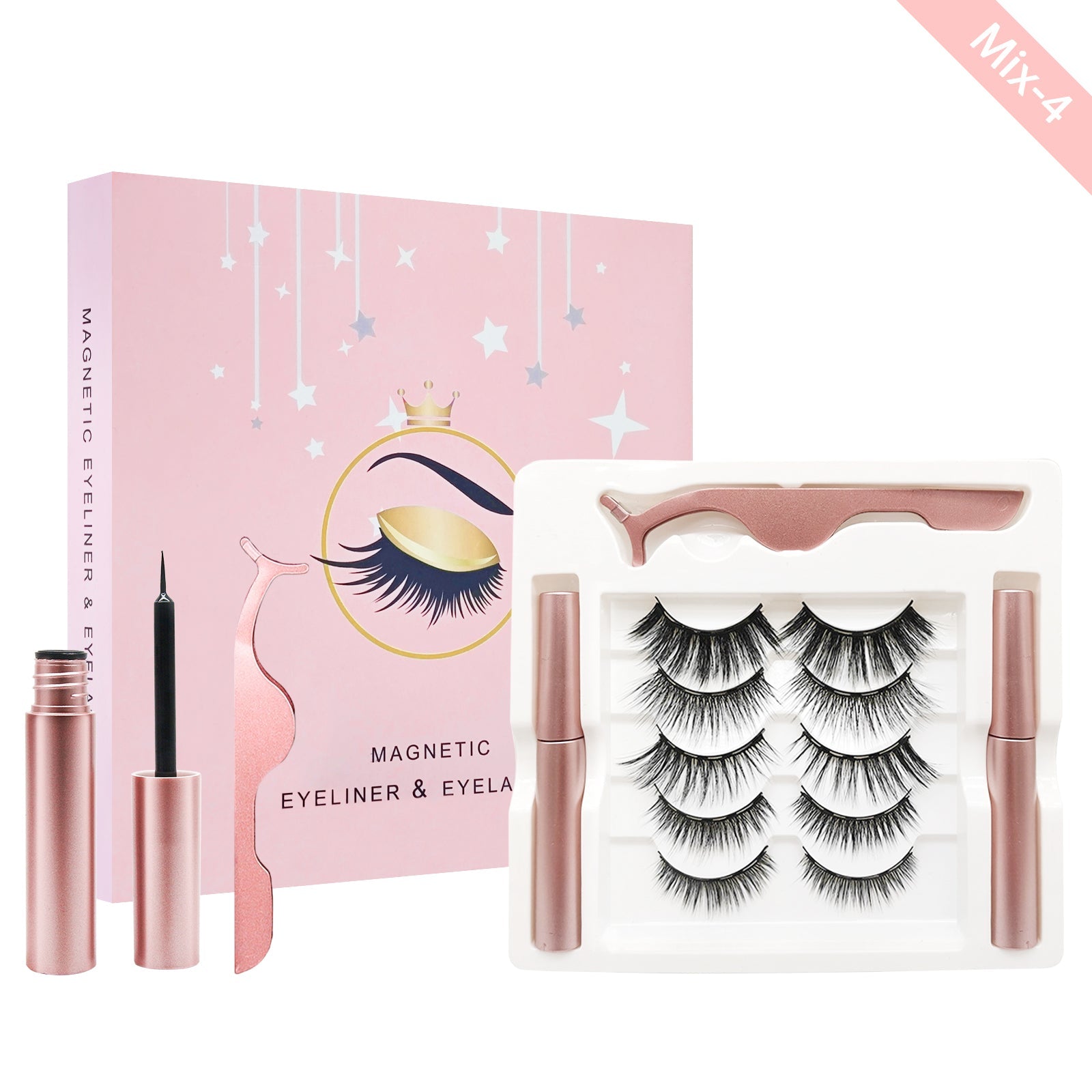 Magnetic Eyelashes with Eyeliner Kit 5 Pairs Magnetic Eyelashes with 2 - Sally Makeup Accessories 