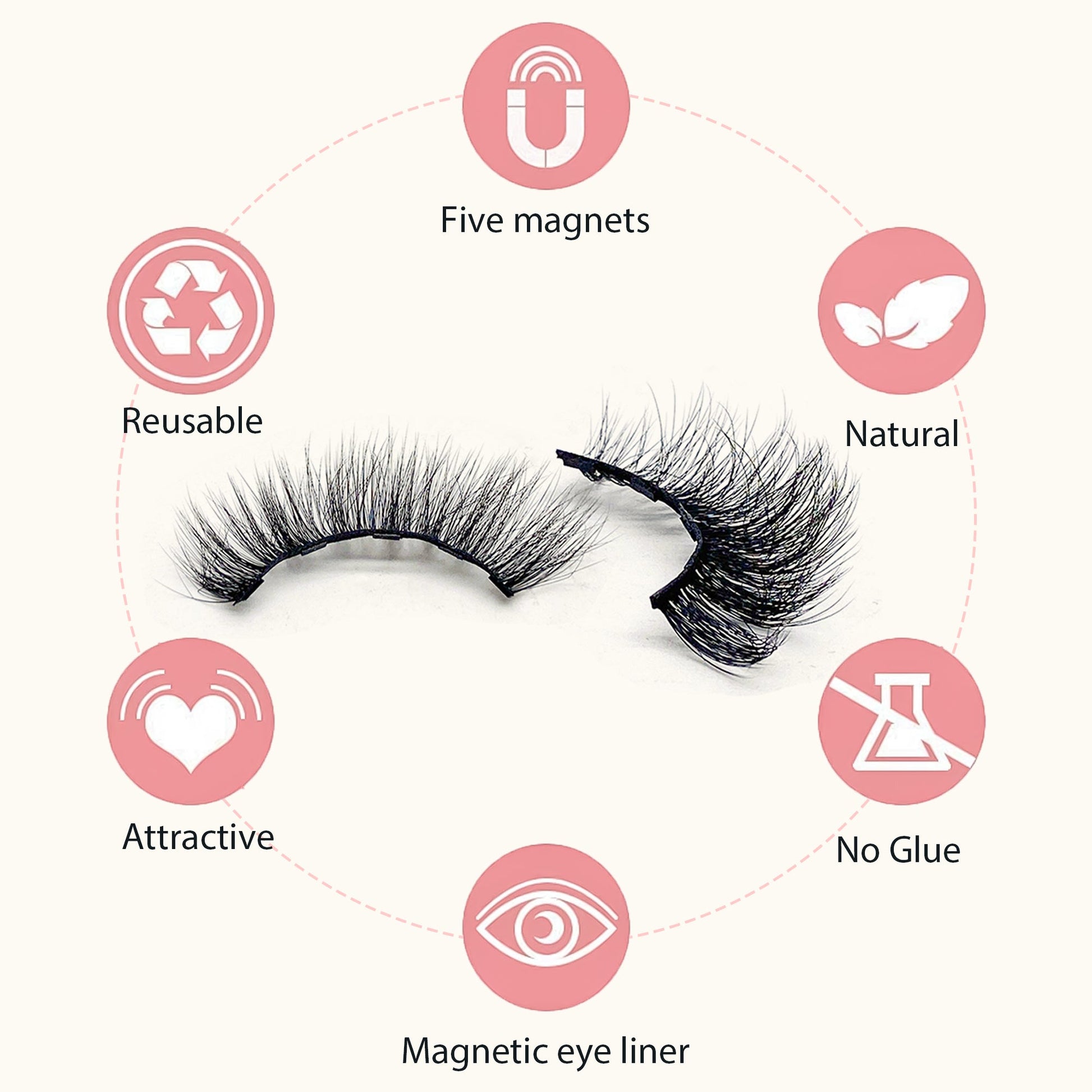 Magnetic Eyelashes with Eyeliner Kit 5 Pairs Magnetic Eyelashes with 2 - Sally Makeup Accessories 