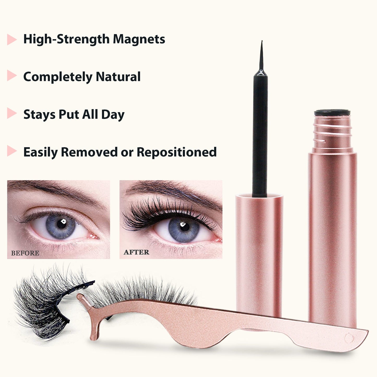 Magnetic Eyelashes with Eyeliner Kit 5 Pairs Magnetic Eyelashes with 2 - Sally Makeup Accessories 
