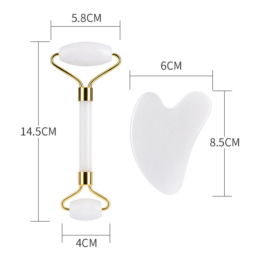 GuaSha Massage Roller Scraper Natural Rose Quartz Face Lifting Body - Sally Makeup Accessories 