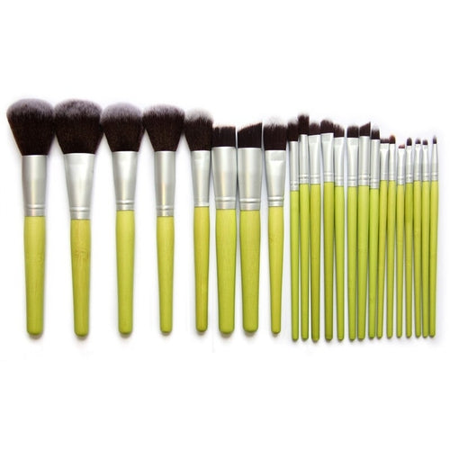 Green Bamboo Makeup Brushes Full Set Eco-friendly Powder Blush - Sally Makeup Accessories 