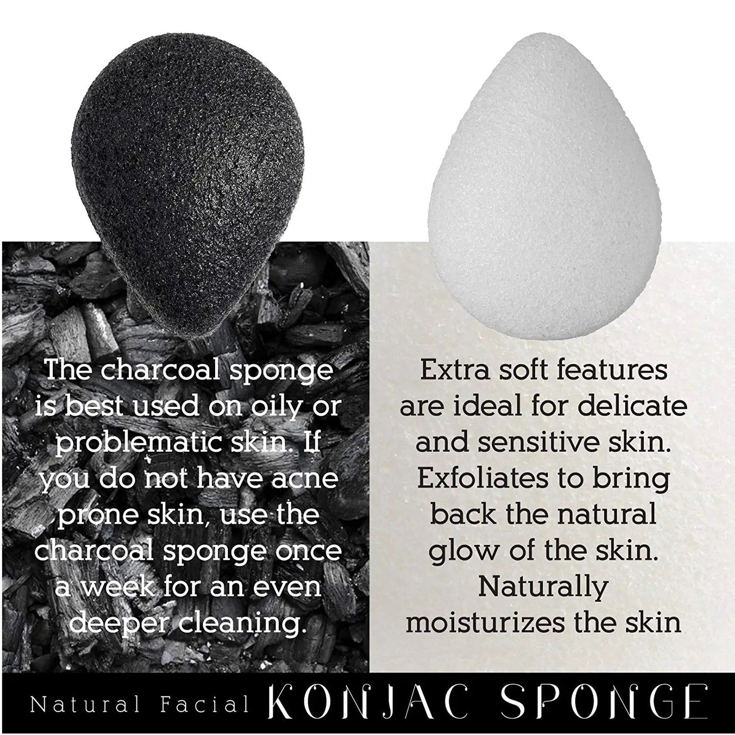 Natural Facial Konjac Sponge Duo Set - Sally Makeup Accessories 