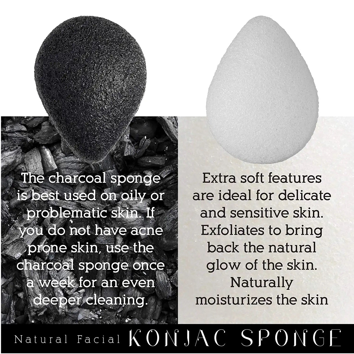Natural Facial Konjac Sponge Duo Set - Sally Makeup Accessories 