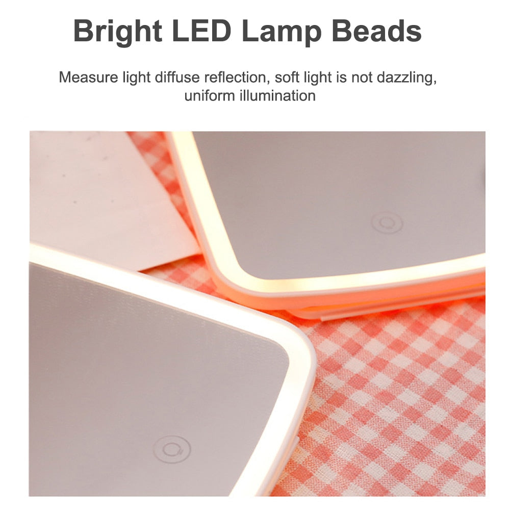 LED Makeup Mirror Touch Screen Vanity Mirrors USB Charging Cosmetic - Sally Makeup Accessories 