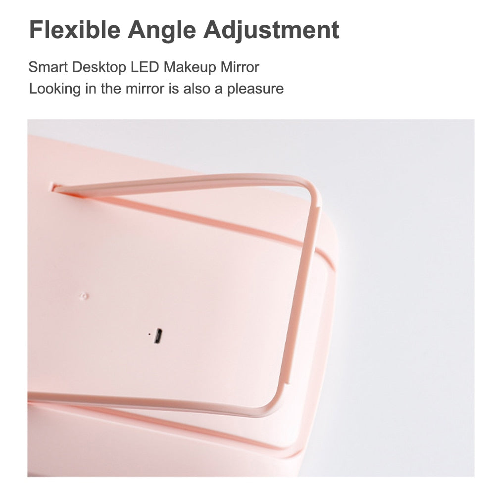 LED Makeup Mirror Touch Screen Vanity Mirrors USB Charging Cosmetic - Sally Makeup Accessories 