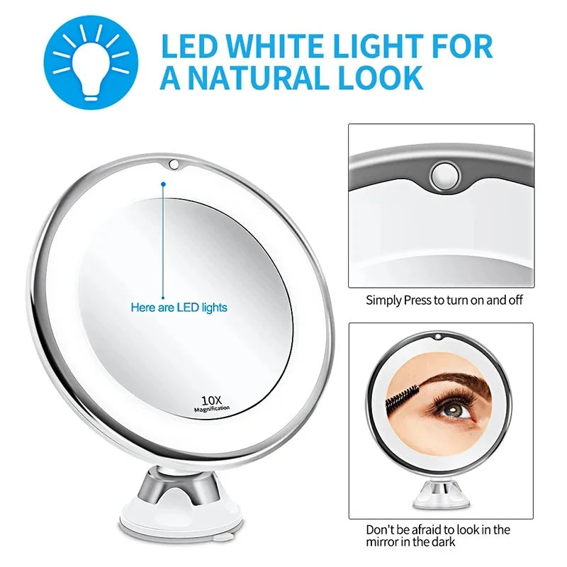 10x Magnifying Vanity Mirror with Lights Touch Screen LED Lighting - Sally Makeup Accessories 