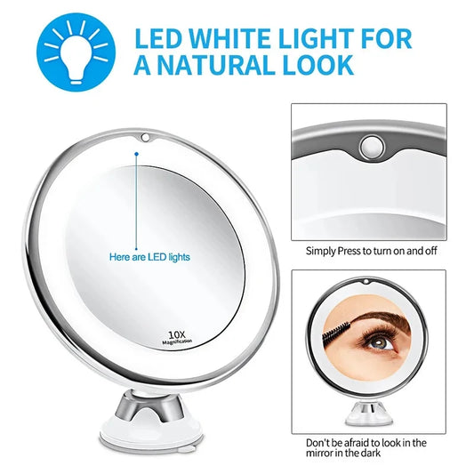 10x Magnifying Vanity Mirror with Lights Touch Screen LED Lighting - Sally Makeup Accessories 