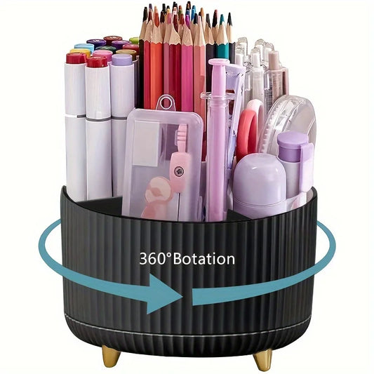 A desktop pen holder, pencil holder, 5 slots, 360° rotating desktop - Sally Makeup Accessories 