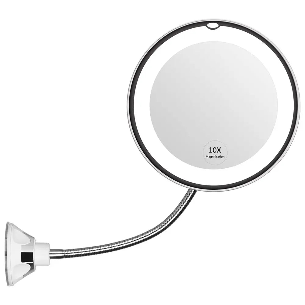 Flexible Gooseneck 10x Magnifying LED Lighted Makeup Mirror Vanity - Sally Makeup Accessories 