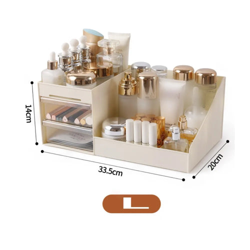 Cosmetic Display Case Desk Storage Box with Clear Drawers Large - Sally Makeup Accessories 