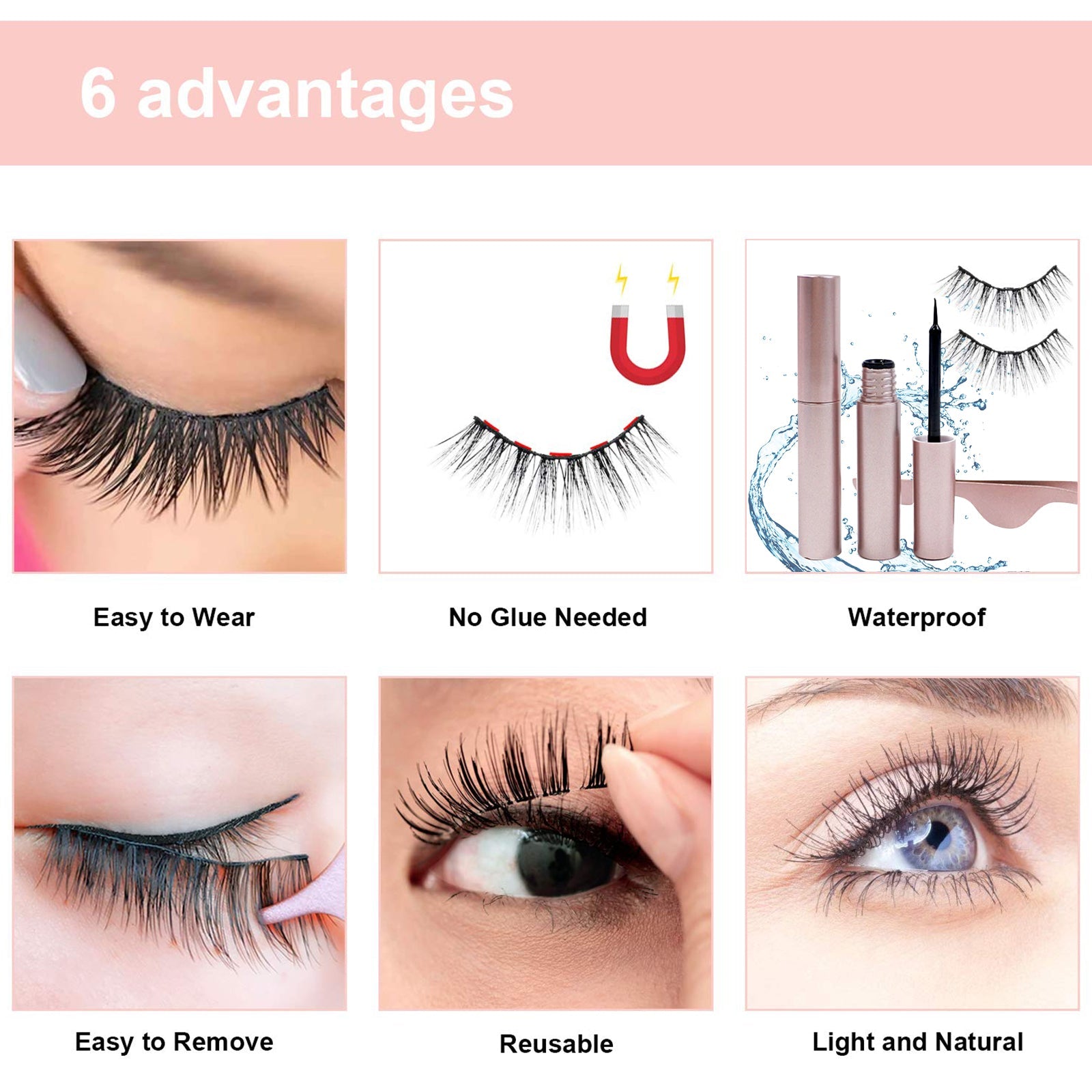 10 Piece Mixed 3D Multi-layer Magnetic False Eyelashes Set with - Sally Makeup Accessories 