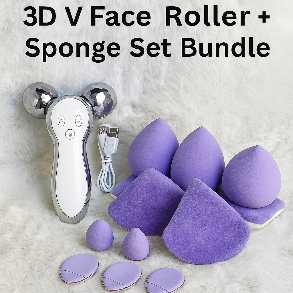 3 D V Face Roller, Makeup Sponge Set, Beauty Bundle - Sally Makeup Accessories 